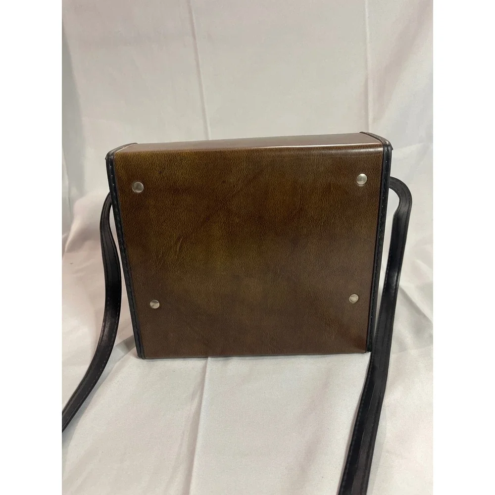 Bushnell‎ Vintage Brown Faux Leather Hard Shell Binocular Camera Case Bag Retro